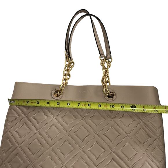 Tory Burch Fleming Quilted Large Soft Leather Tote Bag in Pale Pink Chain Straps - Picture 13 of 16